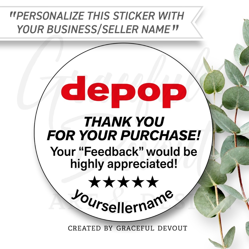 Depop - Thank You For Your Purchase! 2" (inches) Round Stickers [GD158-96]